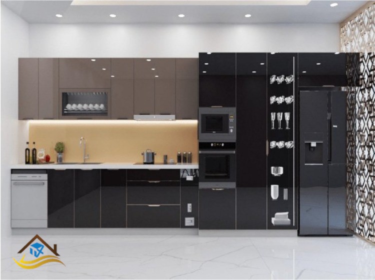 TỦ BẾP INOX CÁNH KÍNH - NC1